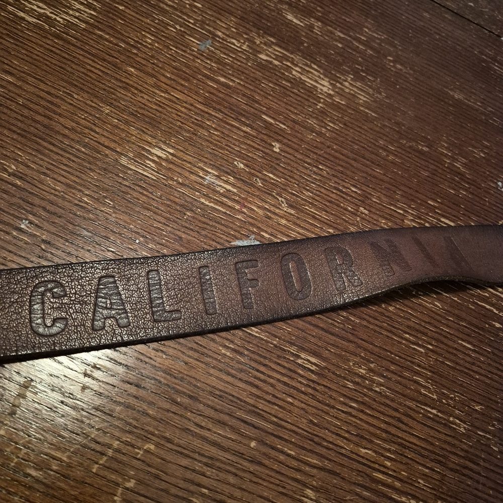 Hollister California Wide Brown Graphic Leather Belt, Vintage? With Tags W 34 - Picture 4 of 11